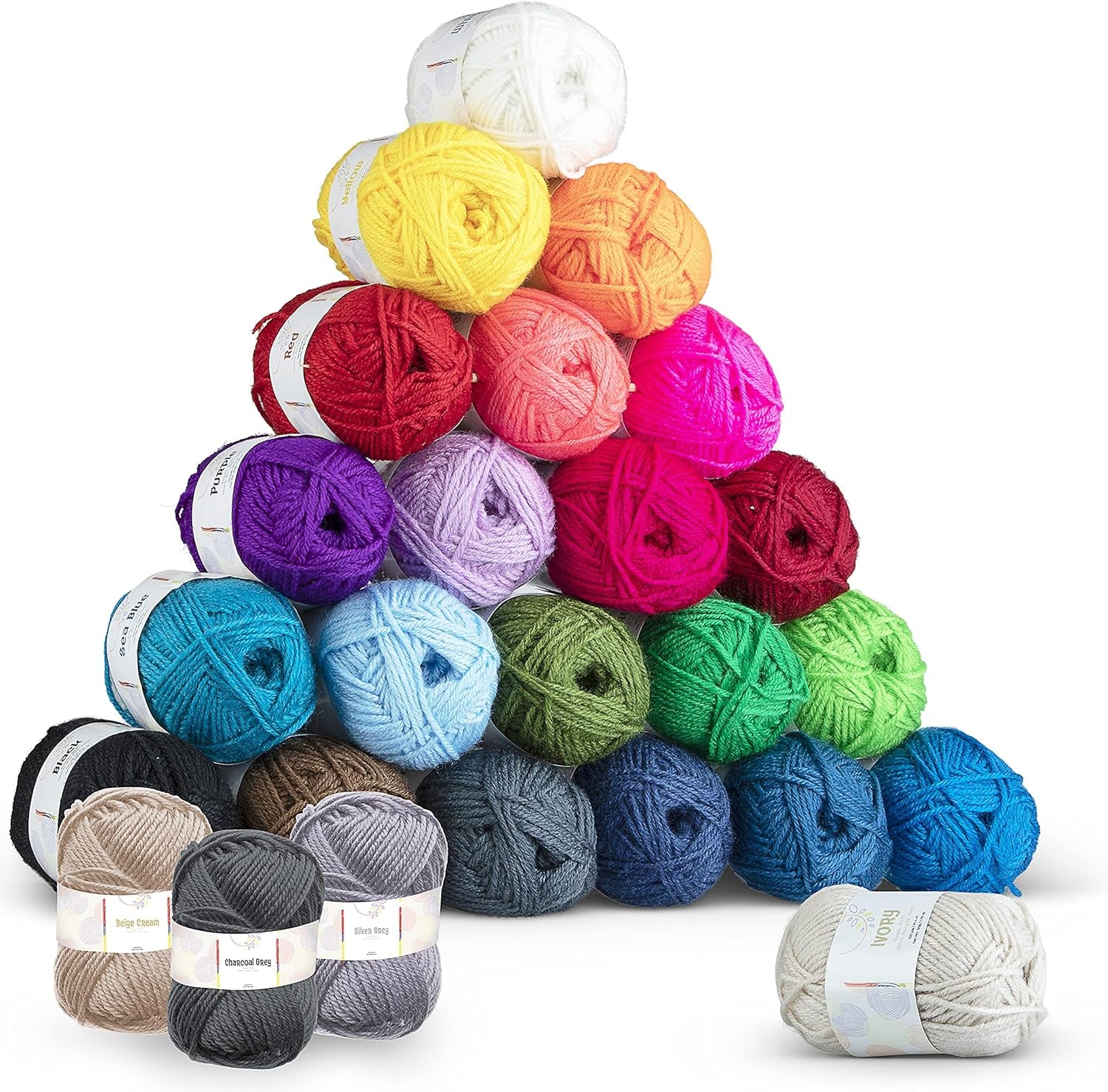 Soft Yarn 2400 Yards (24X50G), Acrylic Yarn for Crocheting & Knitting, 24 Vivid Colors, Perfect for Crafts, Amigurumi Yarn Set