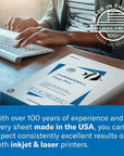Cardstock, Premium Color Copy, 80 Lb, 8.5 X 11 - 1 Pack (250 Sheets) - 100 Bright, Made in the USA Card Stock