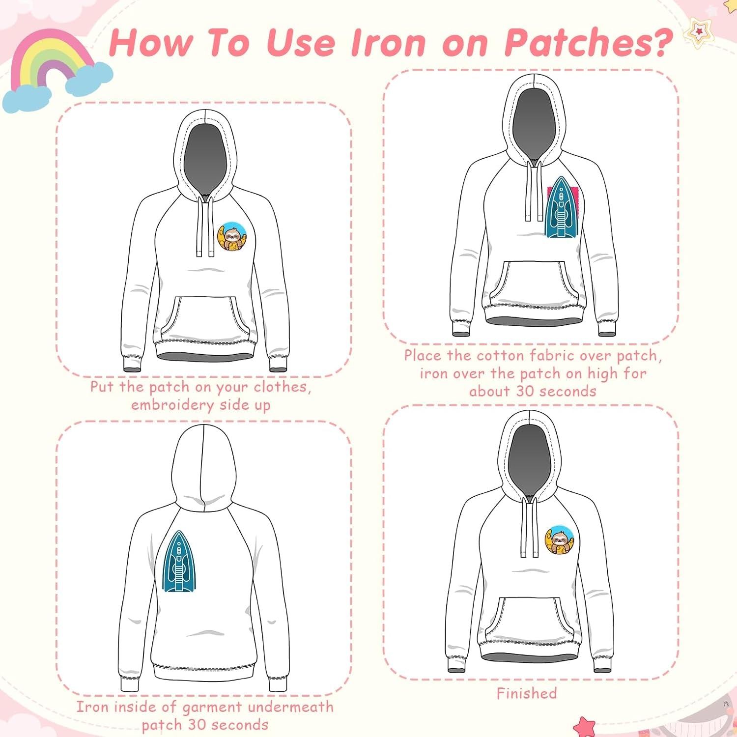 20 Pieces Iron on Hippie VSCO Vintage Patches Appliques Hippie Retro Embroidered Patches Summer Beach Iron on Patches for Backpacks, Jeans, Jackets and Clothes DIY Craft(Novel Style)