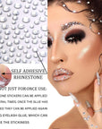 2116 Pcs Self Adhesive Rhinestones for Makeup Eyes Face 6 Sheets Clear Rhinestones Stickers Bling Gems Jewels Stickers for DIY (White)