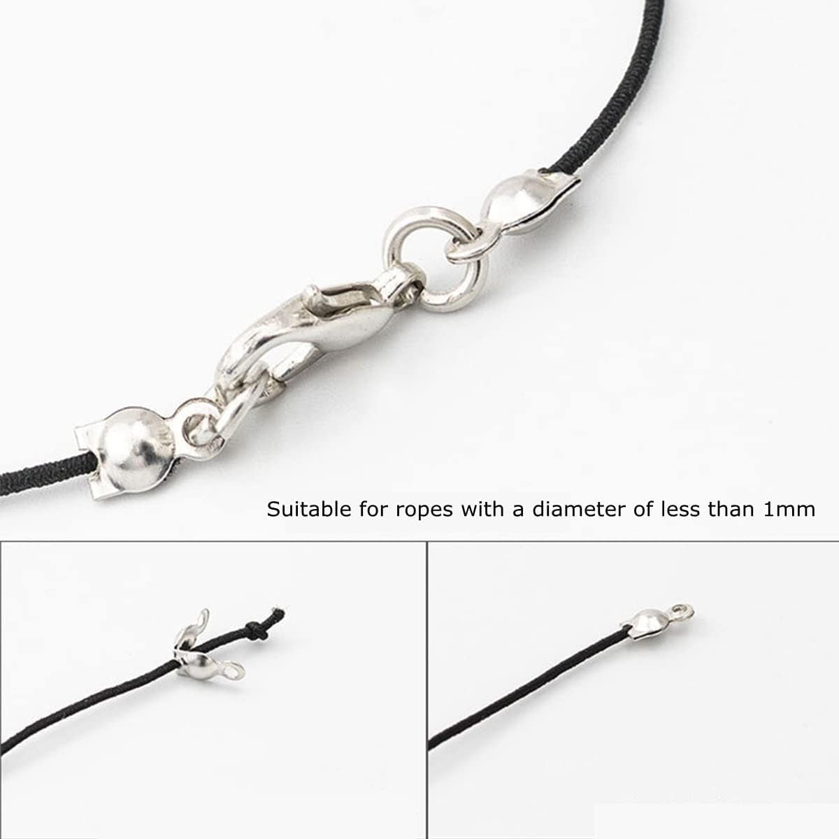 1000PCS Jewelry Making Accessories Set, 100 Lobster Claw Clasps 300 Crimp Beads Crimp Beads Clasps Caps 600 Open Jump Ring Connectors for DIY Bracelet Necklace Crafts Jewelry Making(Silver)