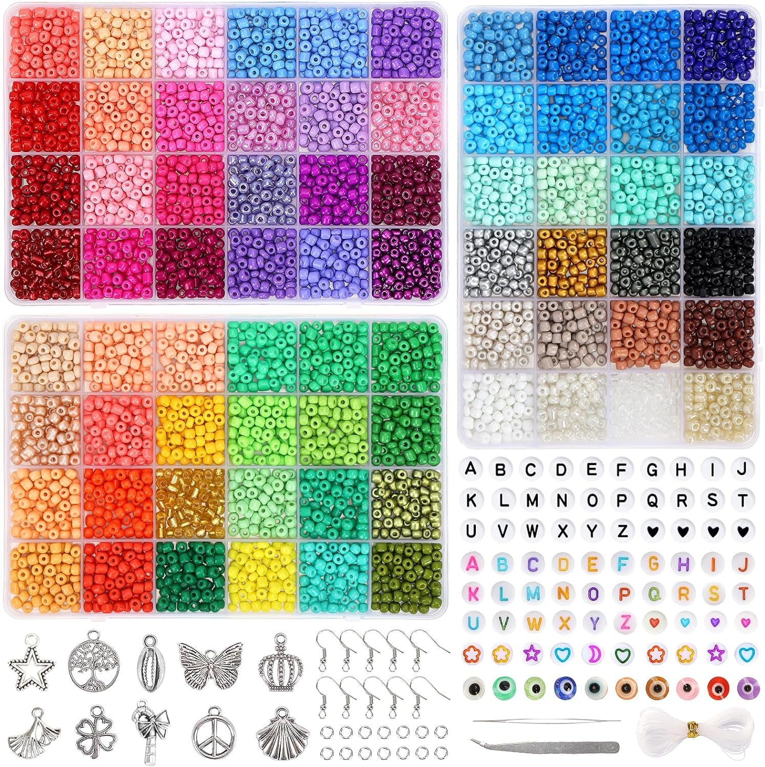 4320Pcs 72 Colors, 5Mm Glass Seed Beads for Bracelet Making Kit, Small Beads for Jewelry Making with Letter Beads for Crafts Gifts