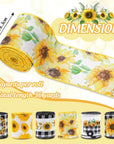 36 Yard Sunflower Wired Edge Ribbon 6 Roll 2.5 Inch Buffalo Plaids Flower Fabric Ribbon Spring Summer Floral Decorative Craft Ribbon for Gift Wrapping Decor Hair Bow Sewing Wreath Crafts
