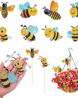 8 Pcs Diamond Art Kits, Bee Style Diamond Art Kits for Garden Decor, Garden Stakes Diamond Art Kits for Adults, DIY Diamond Art Accessories