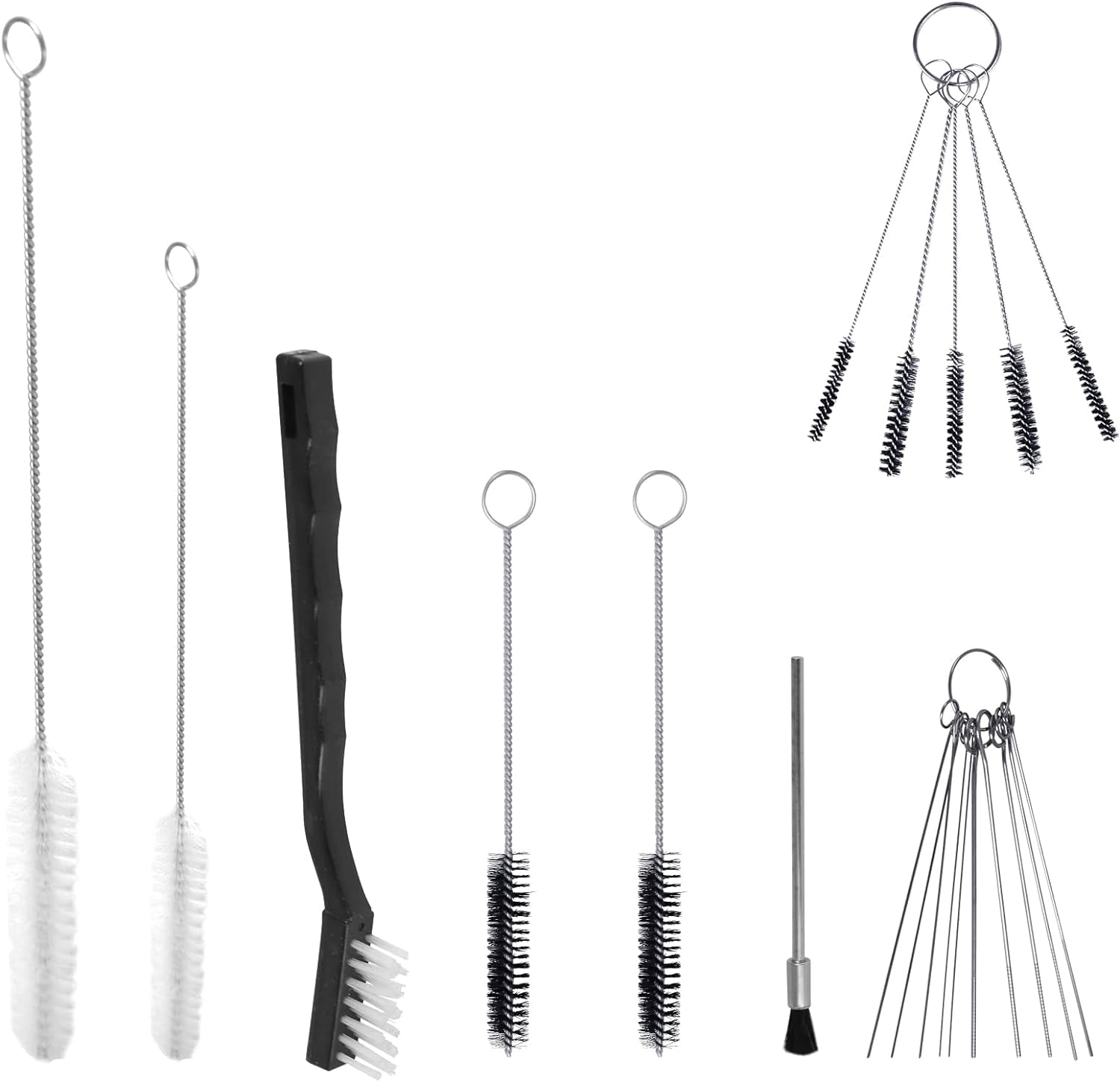 17Pcs Multi-Purpose Spray Gun Cleaning Kit,Nylon Brushes Paint Gun Cleaning Kit Mini Brushes & Needles for Clean Airbrush Nozzles Spray Guns Tattoo Equipment(17Pcs)