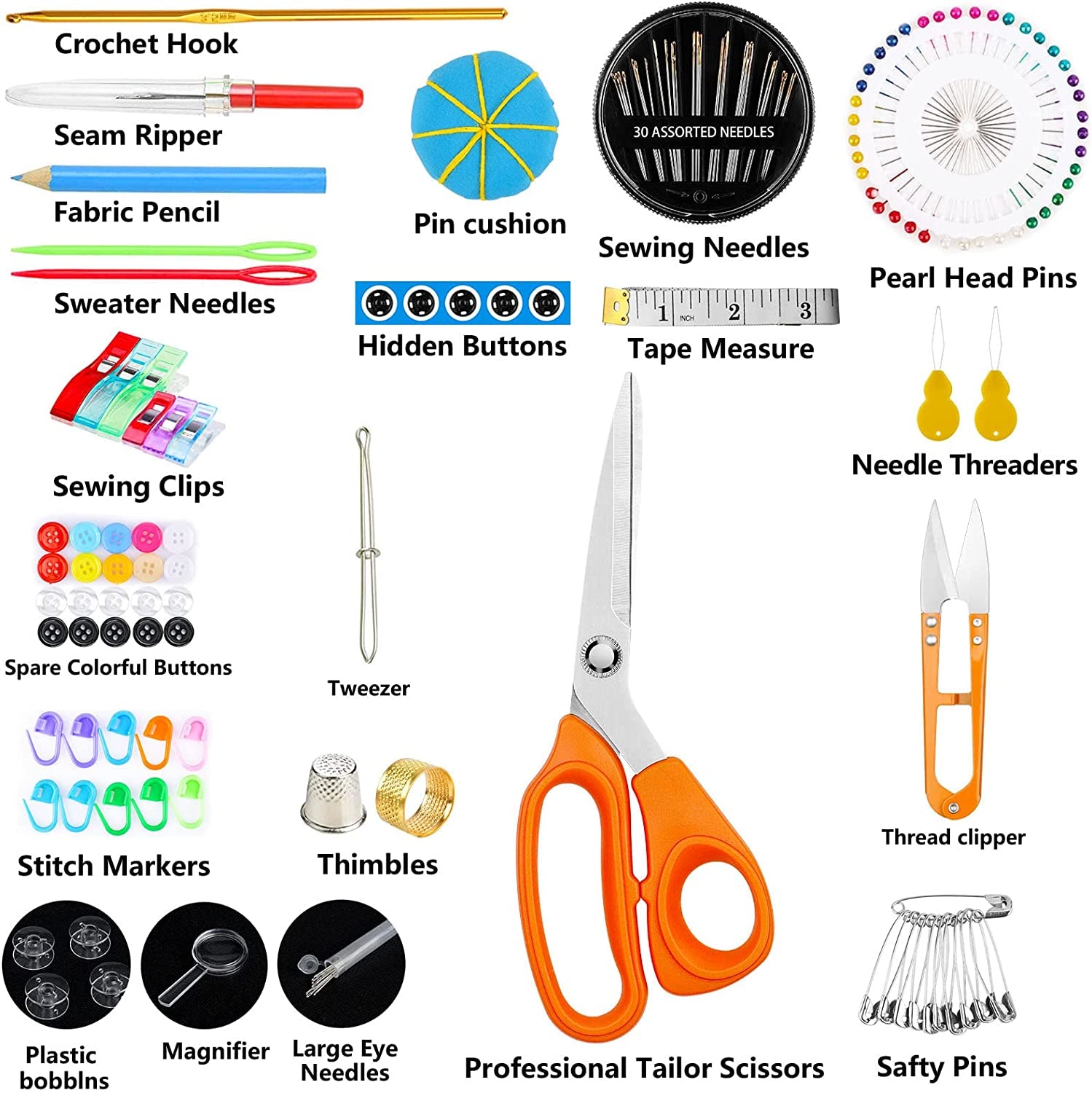 Sewing Kit for Adults, Needle and Thread Kit for Sewing,Professional Sewing Supplies Accessories with Tailor Scissors,43Xl Thread,30 Needles,Thread Snips and More for Travel Home Beginners
