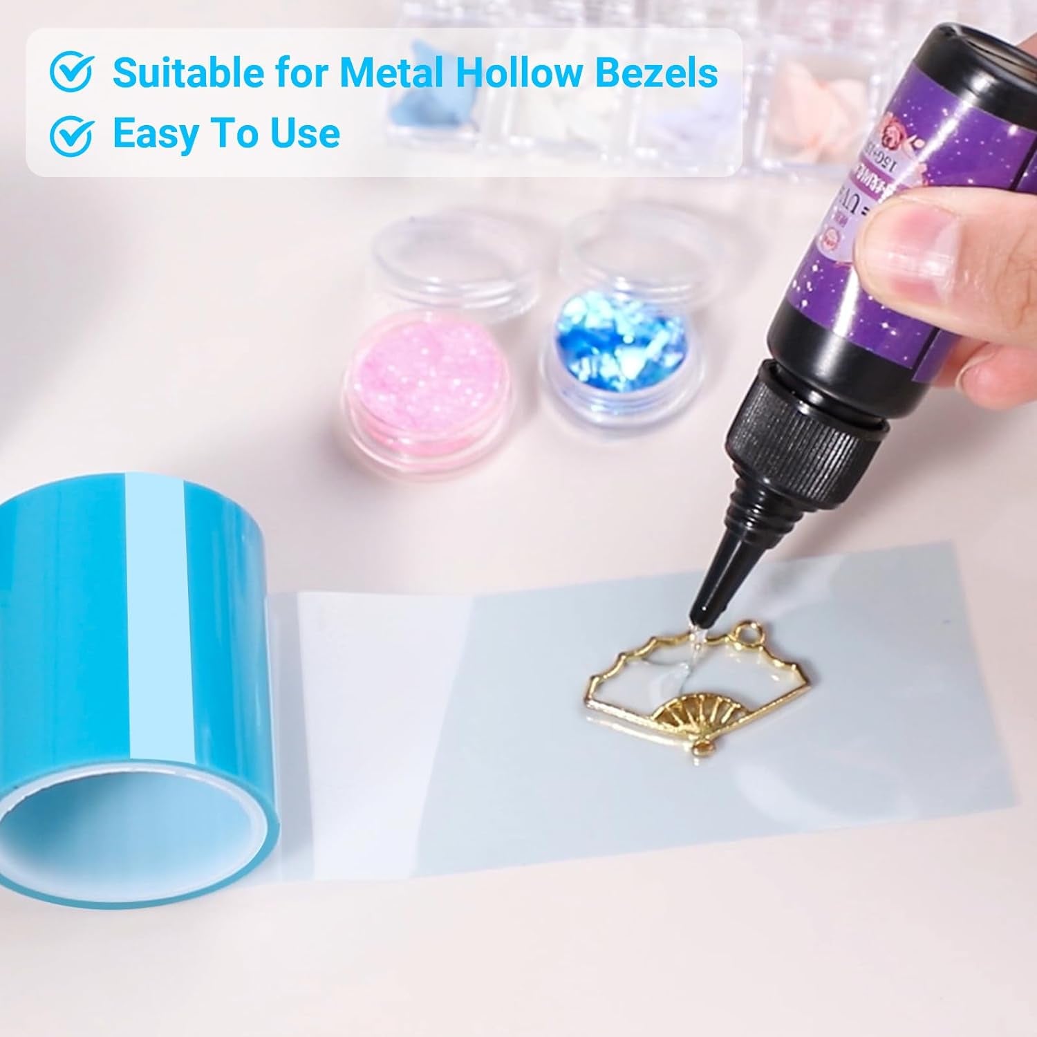 Resin Tapes for Jewelry, Seamless Sticky Paper Tape for Epoxy Resin Molding, Traceless Tape for Arts & Crafts, Making River Tables, Jewelry Metal Hollow Frame Bezels, Pendant - 4Rolls - 65Ft