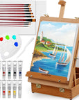 Wooden Tabletop Easel, Solid Wood Sketchbox Desktop Easel for Painting, Portable Art Drawing Easel for Beginners and Professionals