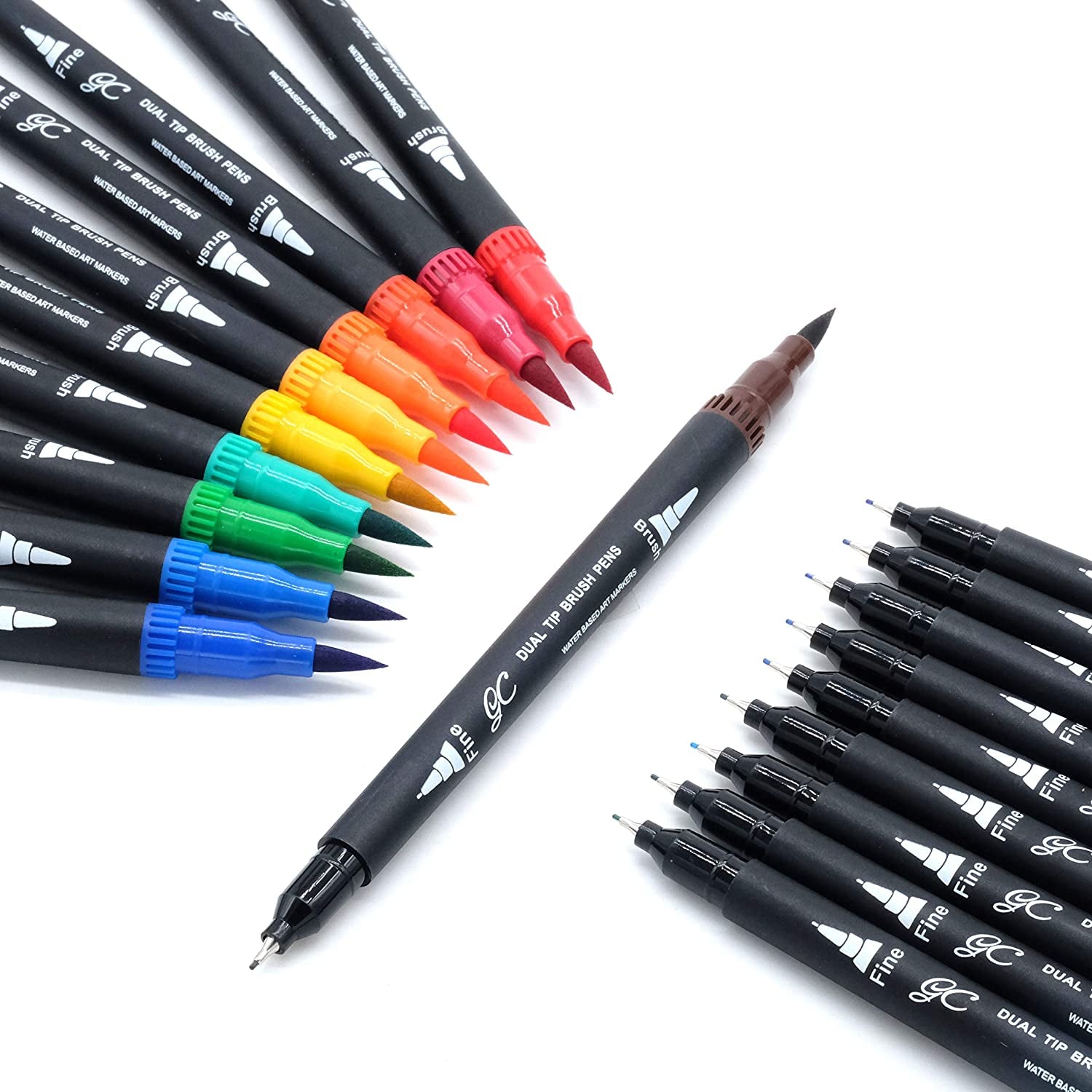 72 Colors Dual Tip Brush Pens Highlighter 72 Art Markers 0.4Mm Fine Liners & Brush Tip Watercolor Pen Set for Adult and Kids Coloring Books, Calligraphy, Hand Lettering, Note Taking