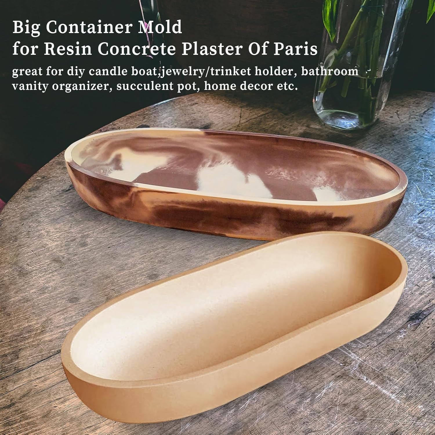 Large Bowl Resin Mold, 11.6'' Oval Bowl Silicone Molds for Resin Concrete Cement, Epoxy Casting Mold for Jewelry Makeup Storage Container Candle Boat Succulent Pot, Table Home Decoration