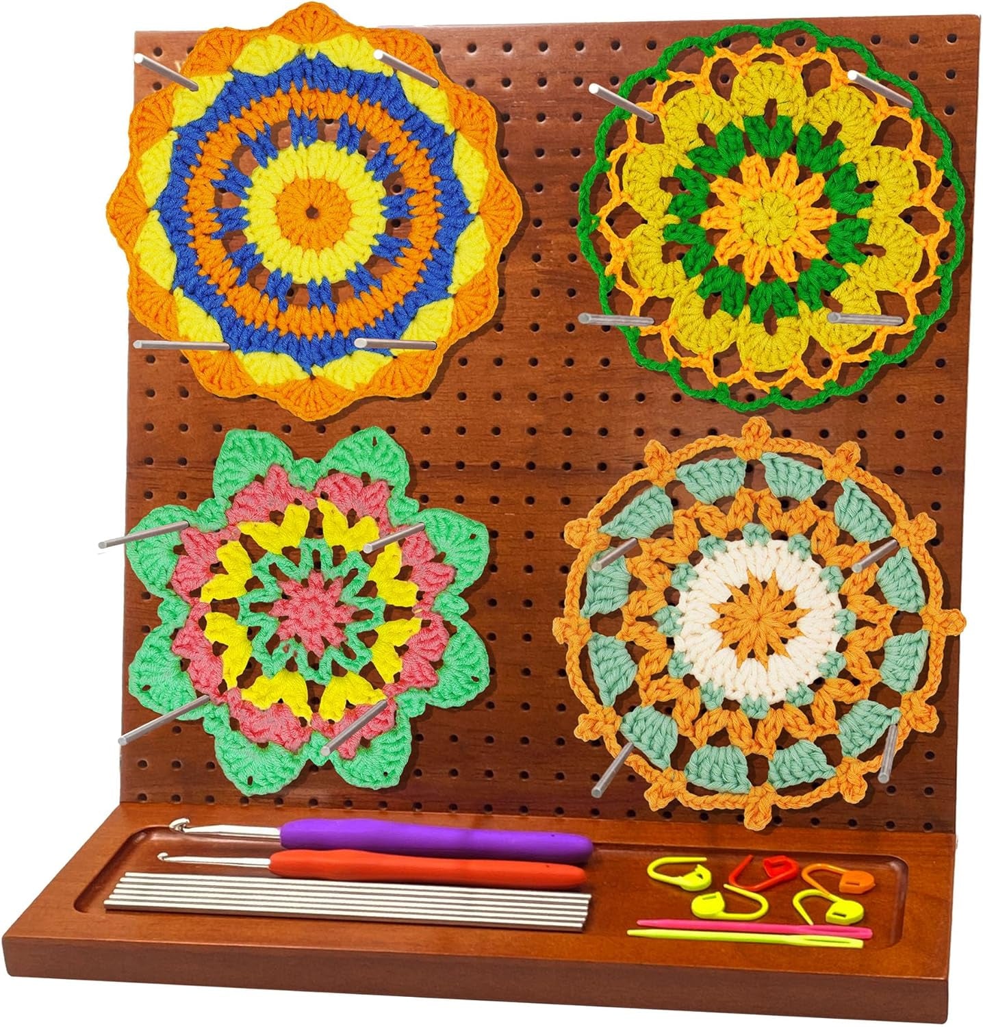 Crochet Blocking Board with 16 Pegs, 11X11 Inch: Granny Square Blocking Board - Gifts for Women, Mom, and Mother, Blocking Boards for Crochet Projects