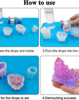 4 PCS Quartz Crystal Resin Molds,  Crystal Cluster Silicone Molds Gravel Epoxy Casting Molds for Jewelry Making, Craft, Keychain