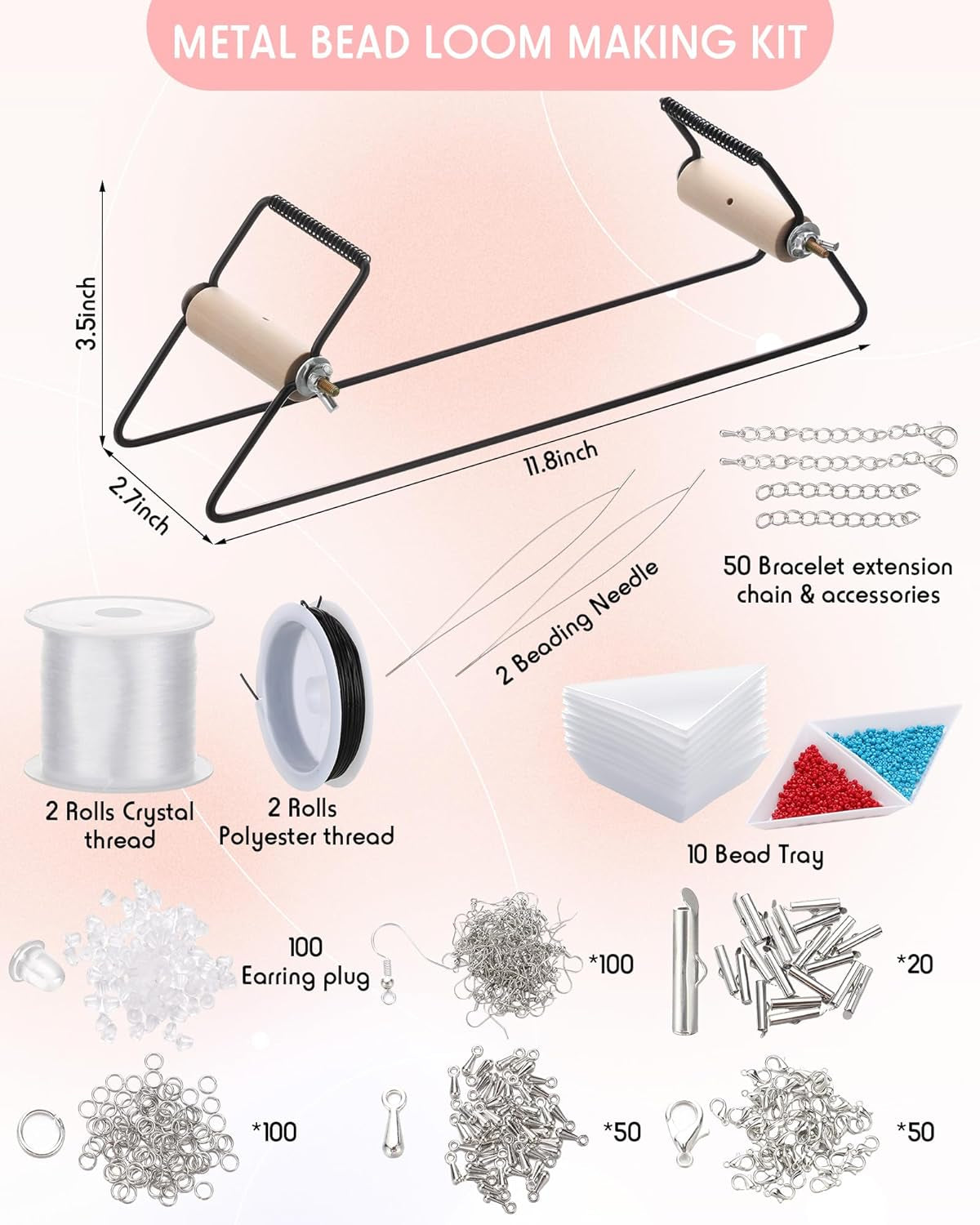 Bead Loom Kit for Adults Beading Loom Supplies 48000 Pcs Glass Seed Beads Bracelets Jewelry Earring Making Tools Christmas Gifts for Girls DIY Accessories