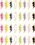 100PCS Zinc Alloy Enamel Flash Shape Charms Pendants Lightning Bolt Charms Flash Thunder Pendant for Bracelet Necklace Earrings DIY Jewelry Making Accessories (10 Colors)