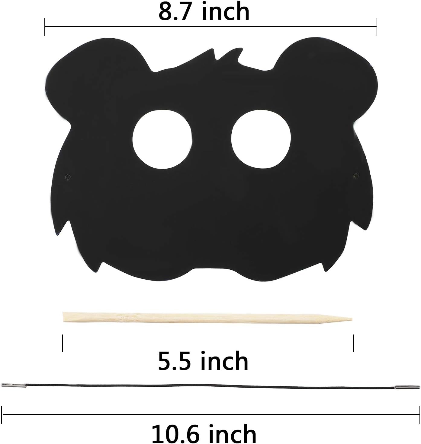36 Pieces Scratch Paper Animal Masks Rainbow Masks with Elastic Cords and 12 Pieces Wood Stylus for Costume Dress up Parties Decorations and DIY