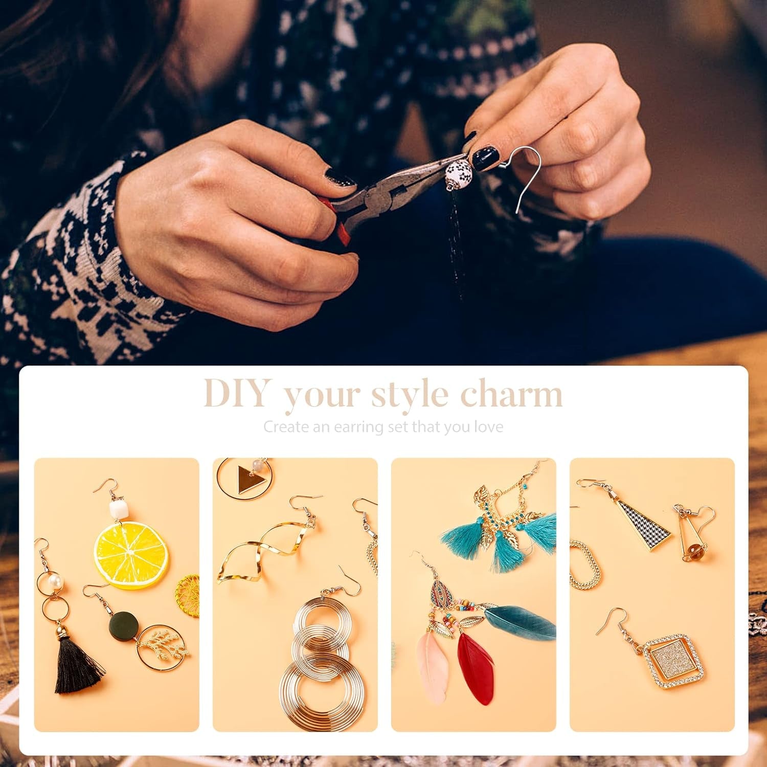 Stainless Steel Hypoallergenic Earring Hooks, 100 Pieces Earring Making Kit, Earring Hooks with Pendant Clasp, Silicone Ear Backs and Polishing Cloth for Earring Making DIY (Silver) (100)