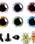 120Pcs 16Mm 3D Glitter Plastic Safety Eyes for Amigurumi Trapezoid Craft Crochet Doll Eyes with Washers Stuffed Animal Eyes for DIY of Puppet, Bear Plush Animal(6 Colors)