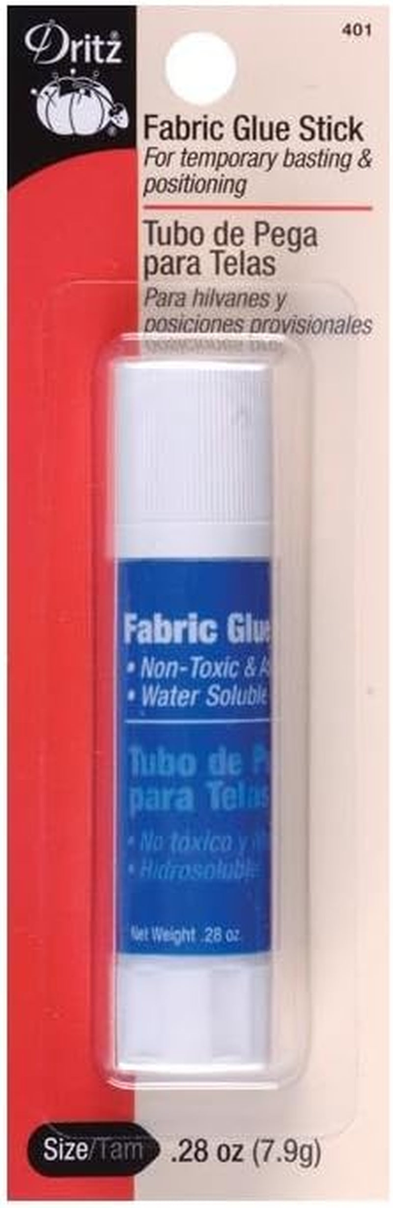 Stick, Non-Toxic & Water-Soluble, 0.28-Ounce, 1 Count Fabric Glue, White