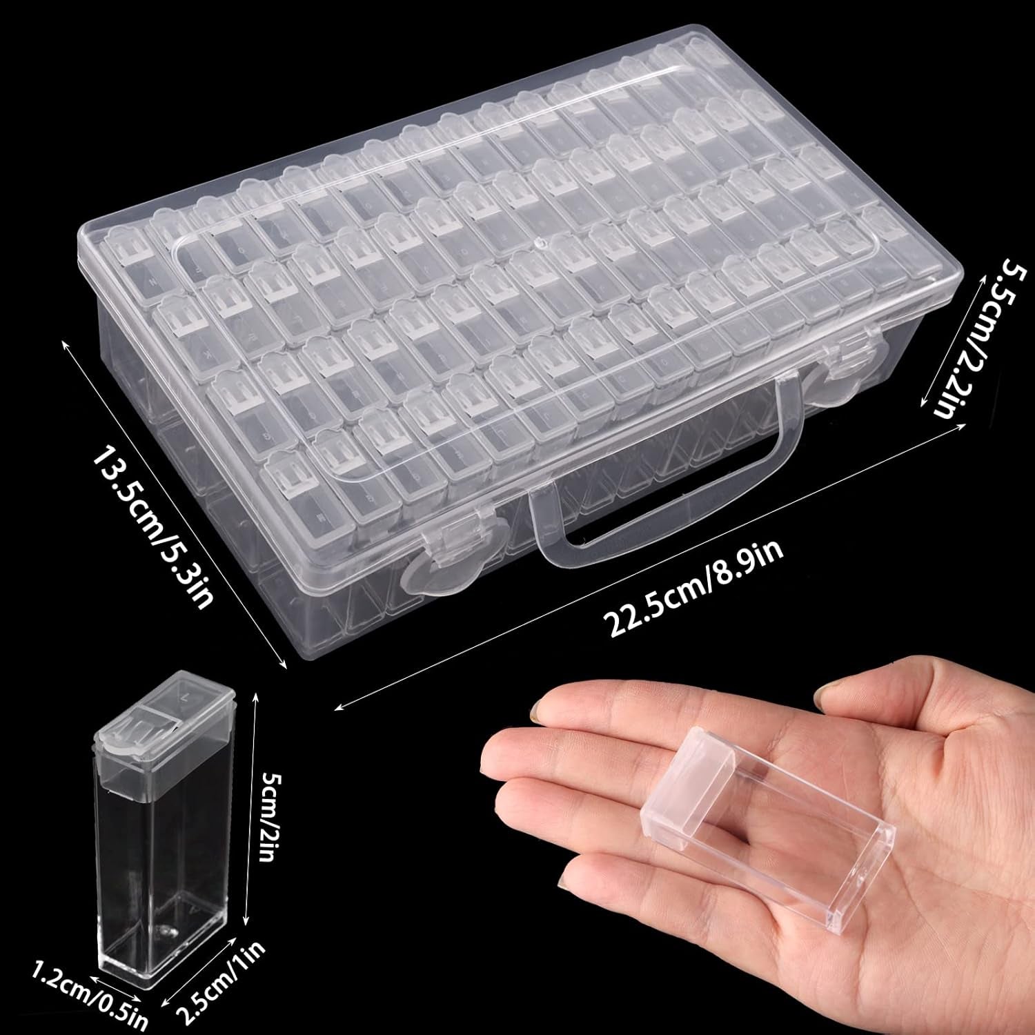 3Pcs 64 Grids Diamond Painting Storage Containers 5D Beads Organizer with Diamond Painting Accessories Stickers for Bead Storage Diamonds DIY Art Craft Storage