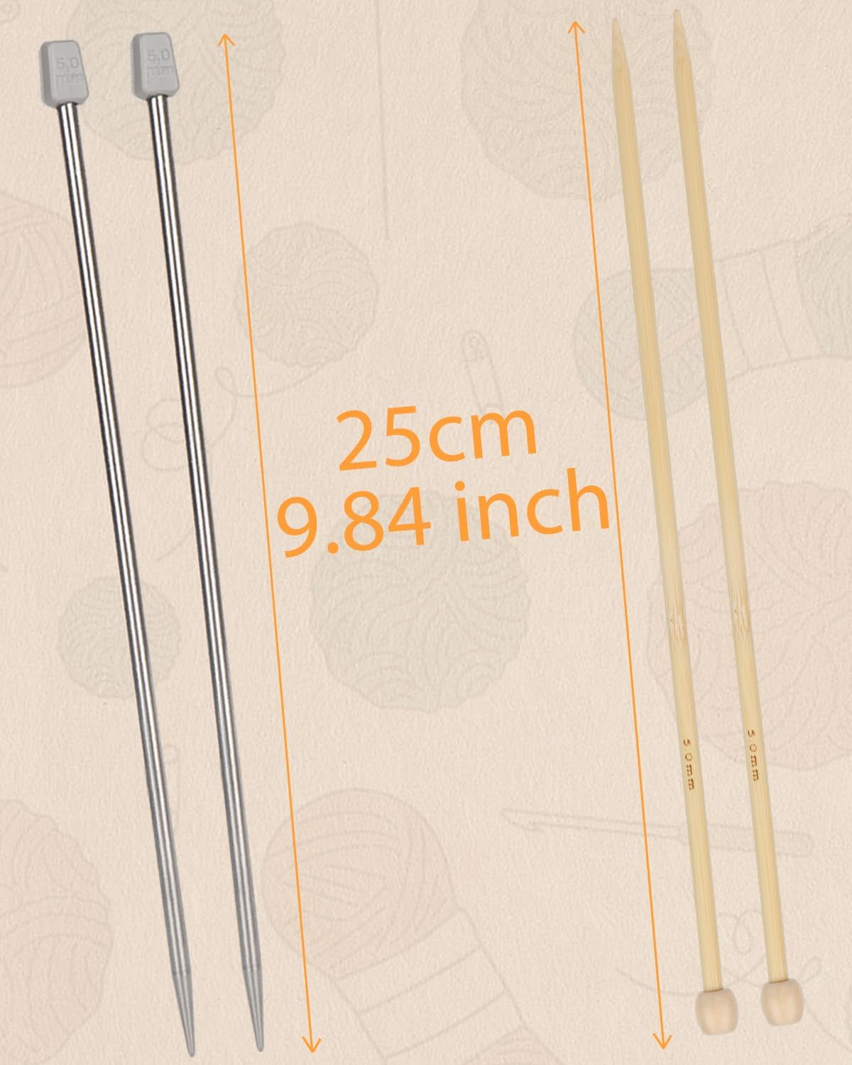 Knitting Kits for Beginners, 4 Pcs Bamboo and Metal Knitting Needle Set with Cotton Yarn, Knitting Set for Making Dishcloth with Step-By-Step Instructions,Colorful