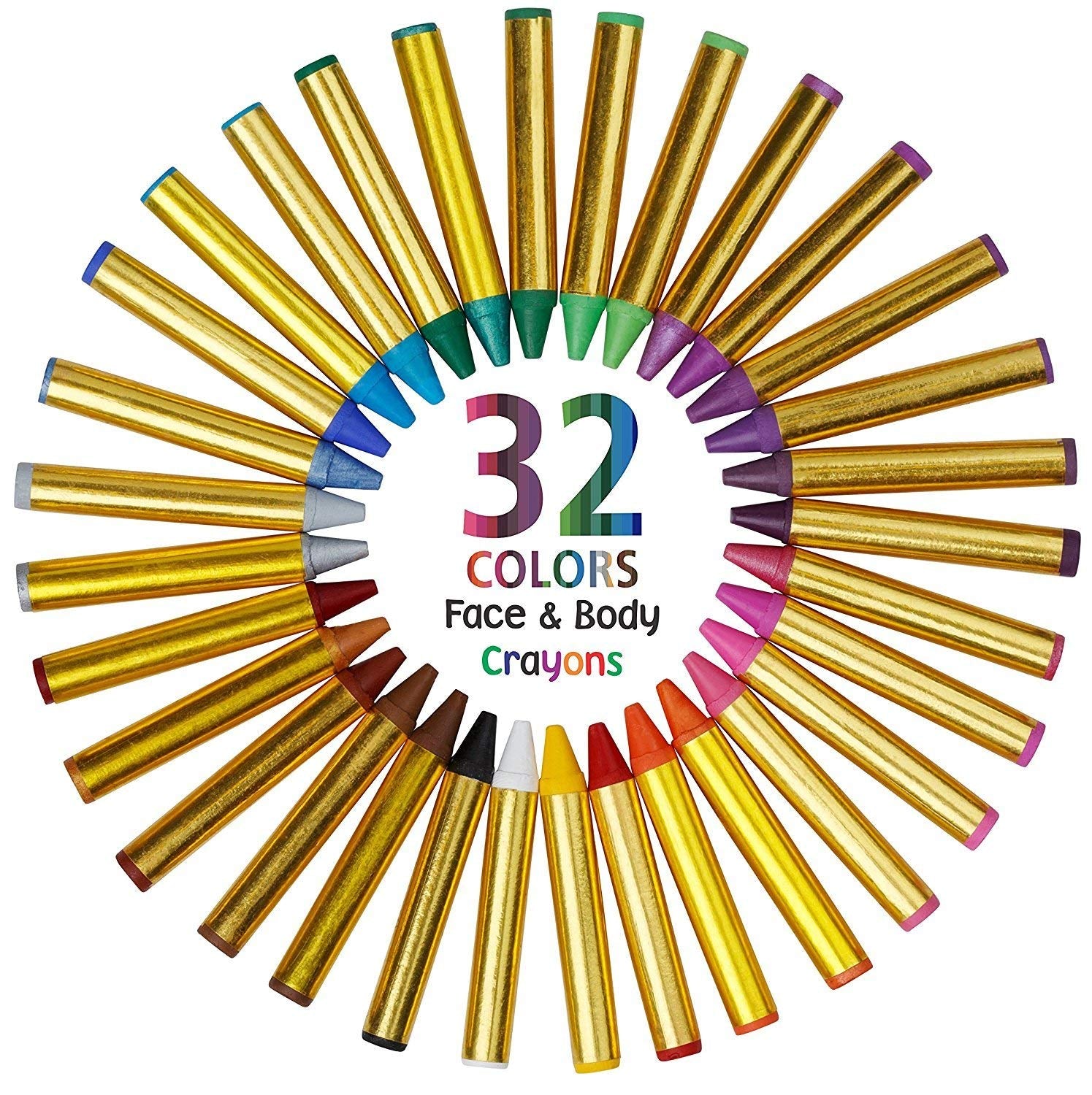 Face Paint Crayons - with Artbook & Easy to Follow Facepainting Designs -Safe Non-Toxic Face and Body Paint Made in Taiwan - Halloween Makeup Face Painting Kit for Kids & Adults