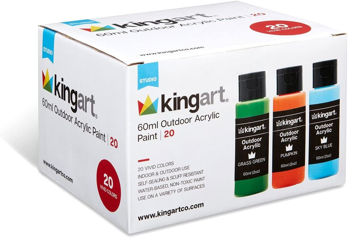 Outdoor Acrylic Paint, 60Ml (2Oz) Bottle, Set of 20 Unique Colors