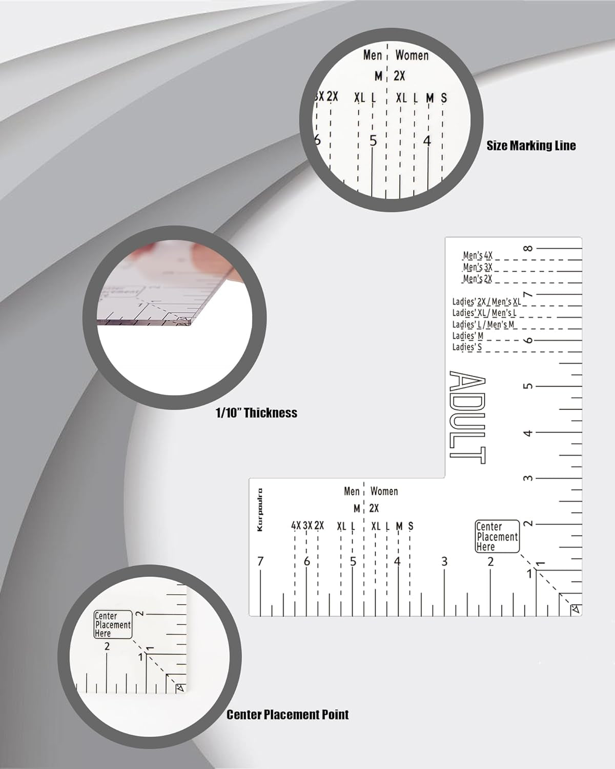 Tshirt Ruler Guide for Vinyl Alignment - Left Chest, T Shirt Ruler Alignment Tool Placement for Embroidery Heat Press and Cricut (Adult Men and Women)