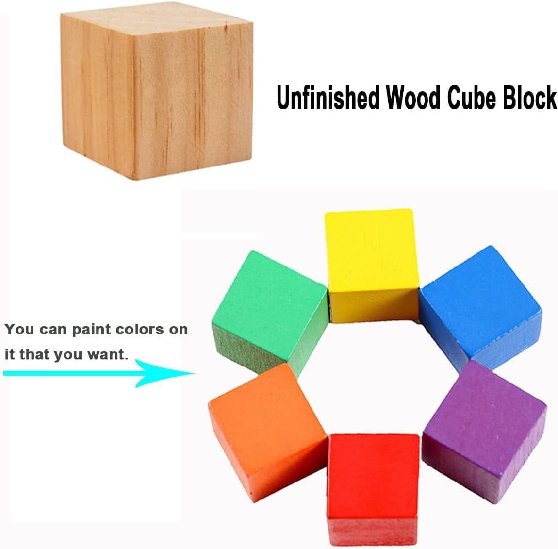 4PACK Wooden Blocks for Crafts, Unfinished Wood Cubes Blocks, 3 Inch Natural Wooden Blocks, Wood Square Blocks, Wooden Cubes for Arts and Crafts and DIY Projects