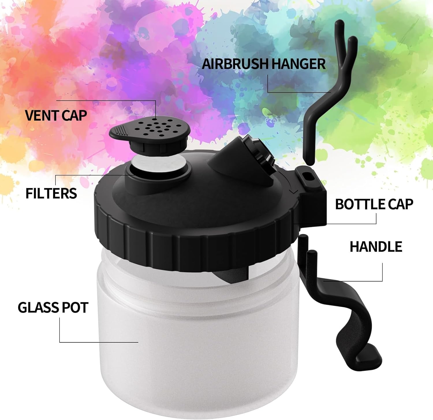 Airbrush Kit with Brush Cleaner Solution Airbrush Cleaner Kit Airbrush Holder Stand Airbrush Cleaning Pot Airbrush Spray Cleaning Efficient Cleaning of Airbrushes (Black)