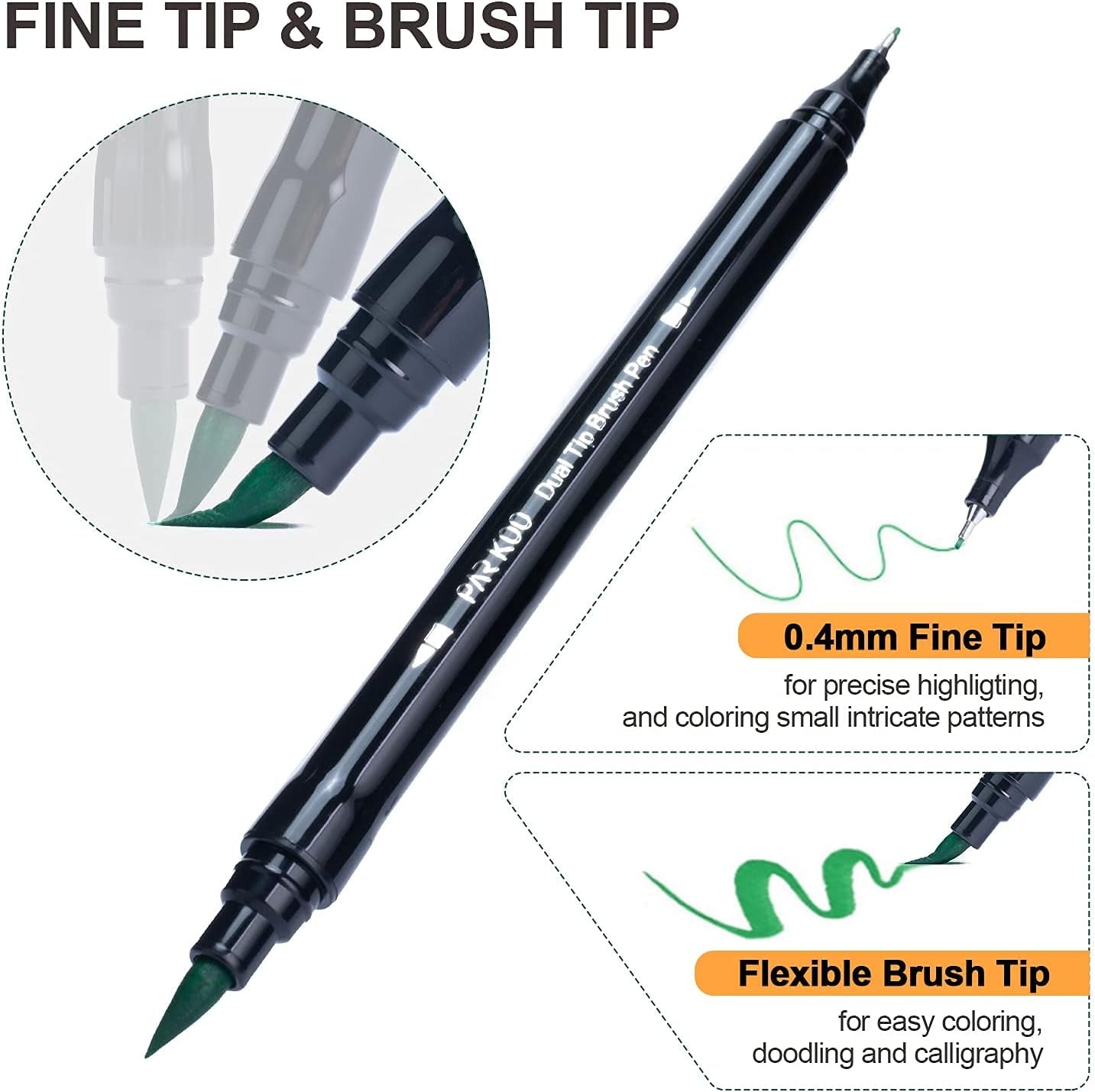 Dual Brush Marker Pens for Coloring Books, 60 Colors Artist Fine and Brush Tip Coloring Markers for Journaling Kid Adult Drawing Note Taking Writing Planning Calligraphy