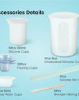 36PCS Silicone Measuring Cup Tool Kit - 250Ml/8Oz &100Ml Resin Mixing Cup, Silicone Stir Sticks Pipettes,Easy to Clean,Non-Toxic Epoxy Resin Supplies for Molds,Paint,Jewelry Making