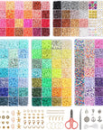 16860 Pcs Clay Beads Bracelet Making Kit, 128 Colors Polymer Beads Spacer Heishi Beads, Flat Preppy Beads for Jewelry Making Kit with Charms, DIY Crafts Gift