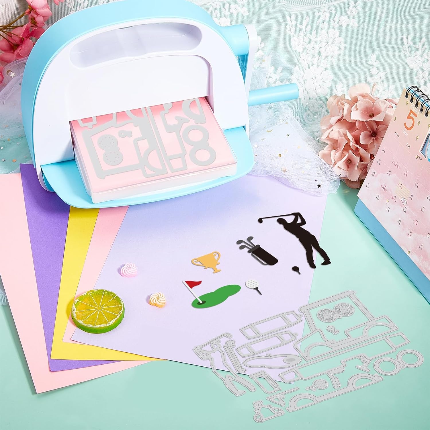 Golf Cart Cutting Dies for DIY Scrapbooking Metal Golf Tools Sport Die Cuts Embossing Stencils Template for Paper Card Making Decoration Album Craft Decor