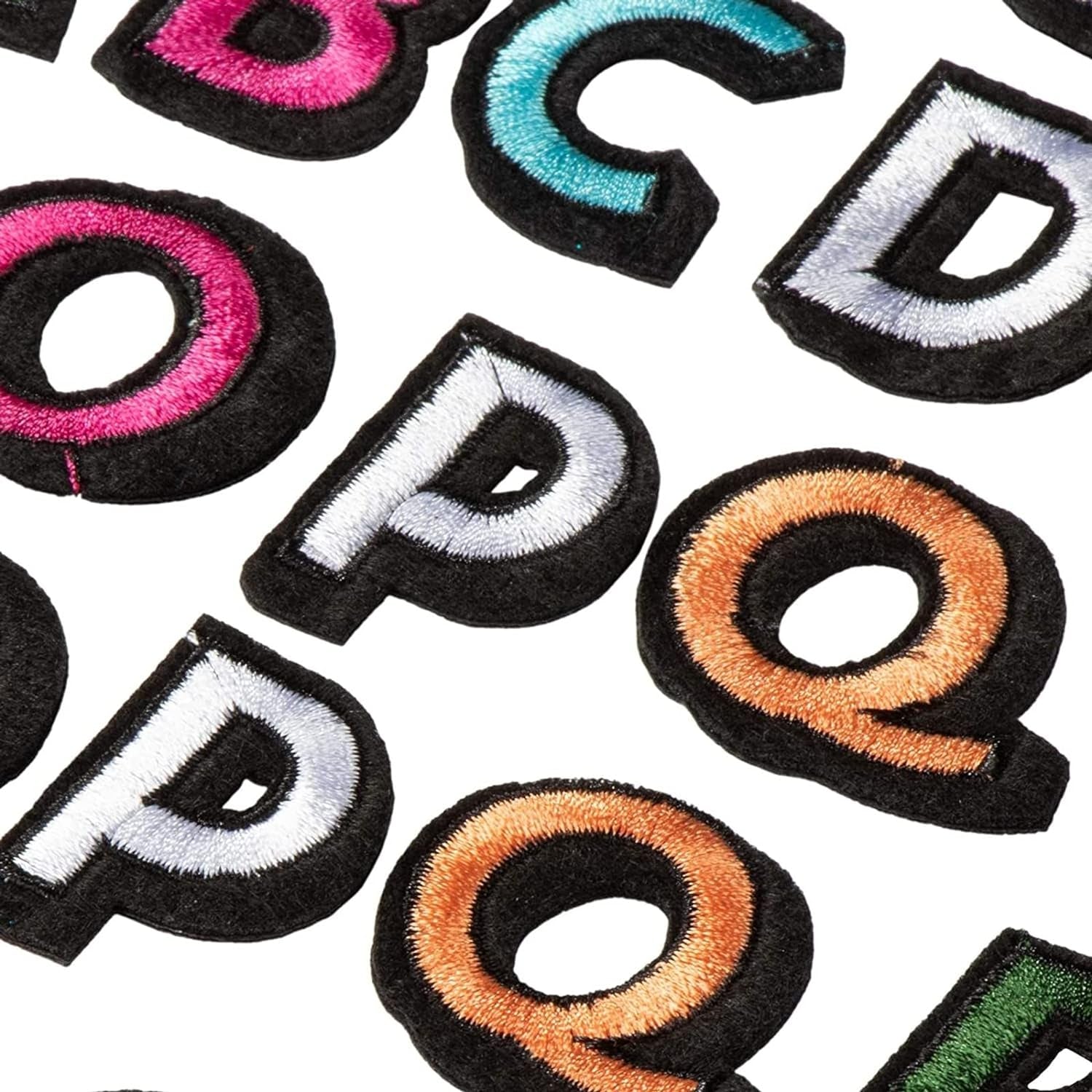 104 Pieces Iron on Letters for T-Shirts, 4 Sets of 26 Embroidered Alphabet A-Z Patches for Denim Jackets, Hats, Fabric (1 In)