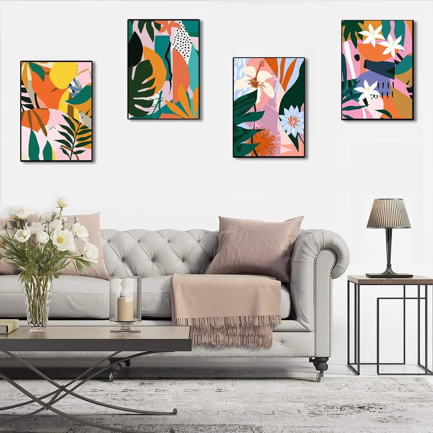 6 Pack Paint by Numbers for Adults - DIY Acrylic Painting Paint by Numbers Kits on Canvas without Frame, Simple Flower Oil Painting for Home Wall Decor 9.8X13.8Inch(25X35Cm)