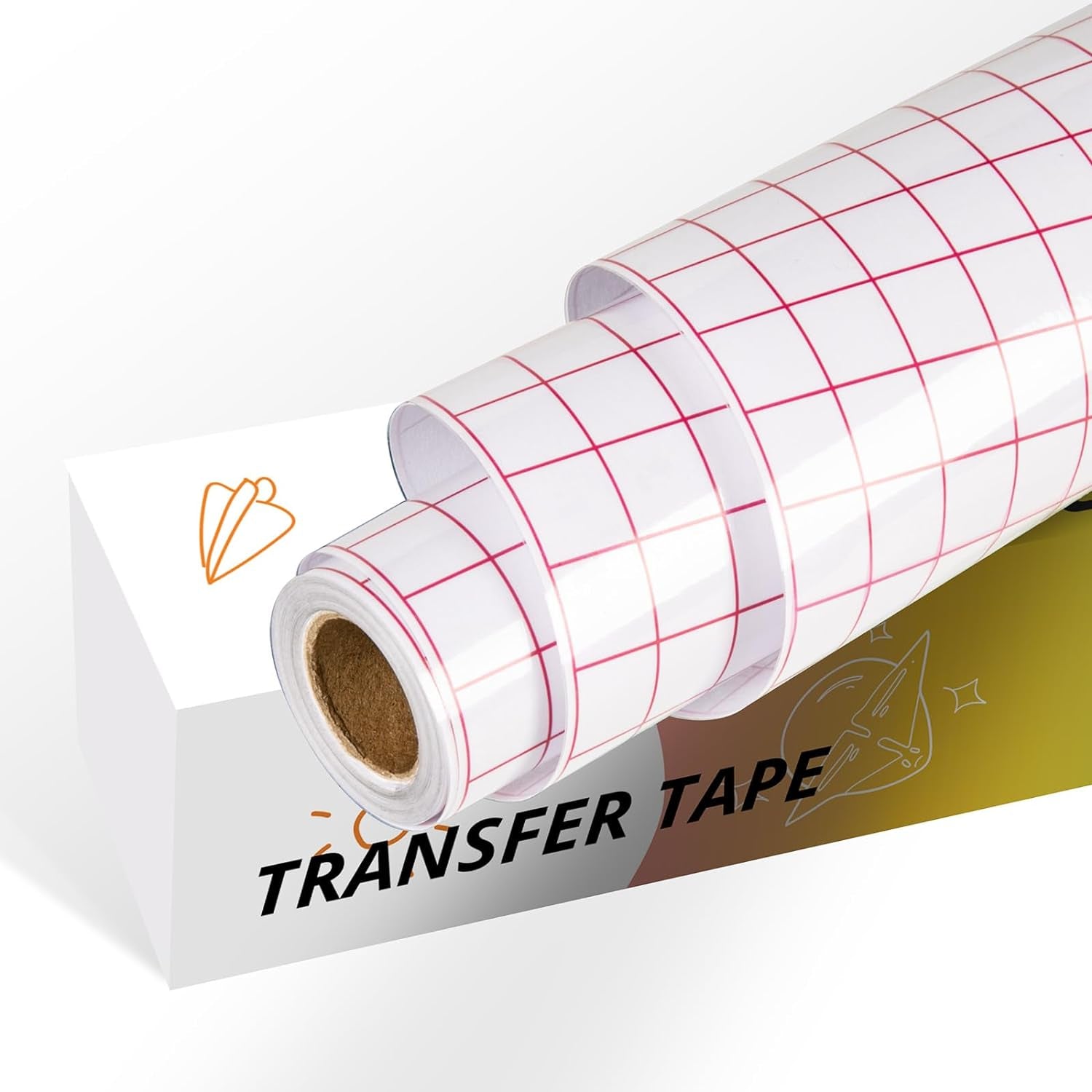 Vinyl Transfer Tape, Medium Tack, Red Grid, 12" X 12 FT, for Cricut Signs, Stickers, Decals, Walls, Doors & Windows