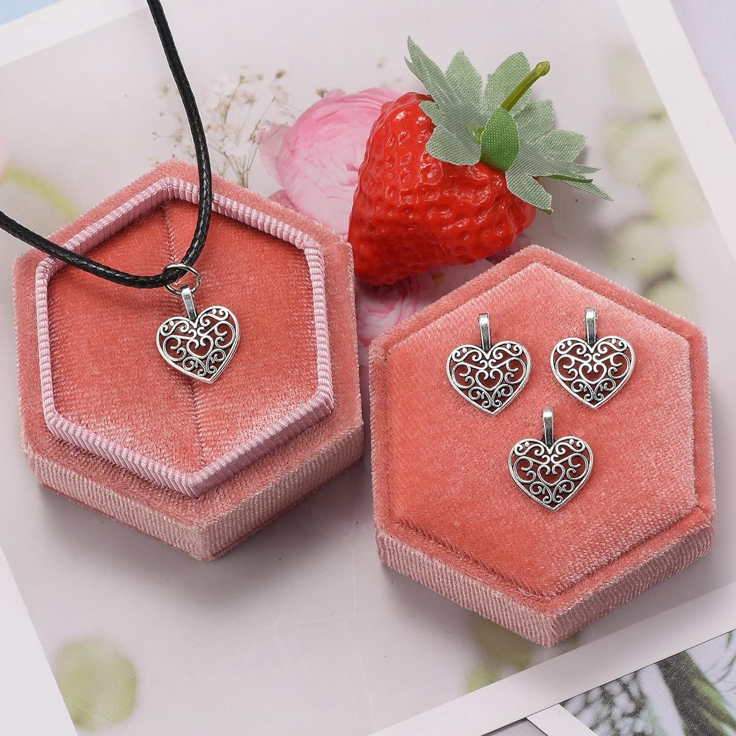 100Pcs Antique Silver Plated Hollow Lovely Heart Charms Pendant DIY Bracelets Necklace Jewelry Making Craft Wholesale 16Mmx14Mm(A285)