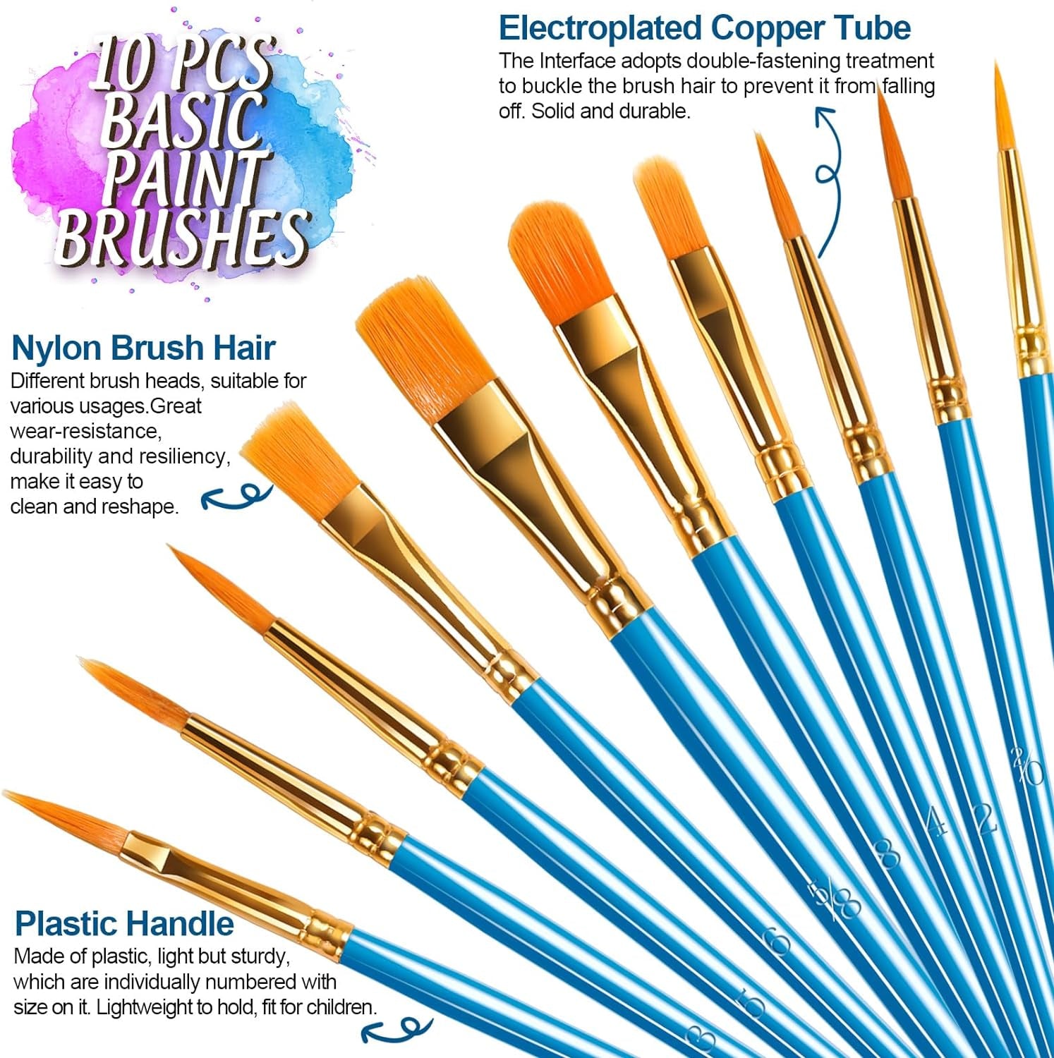 Paint Brushes & round Paint Palette Set, Paintbrushes, Synthetic Paint Brush, Brushes for Painting, Plastic Paint Tray Palettes, Paint Brushes for Acrylic Painting, Watercolor, Rock Painting