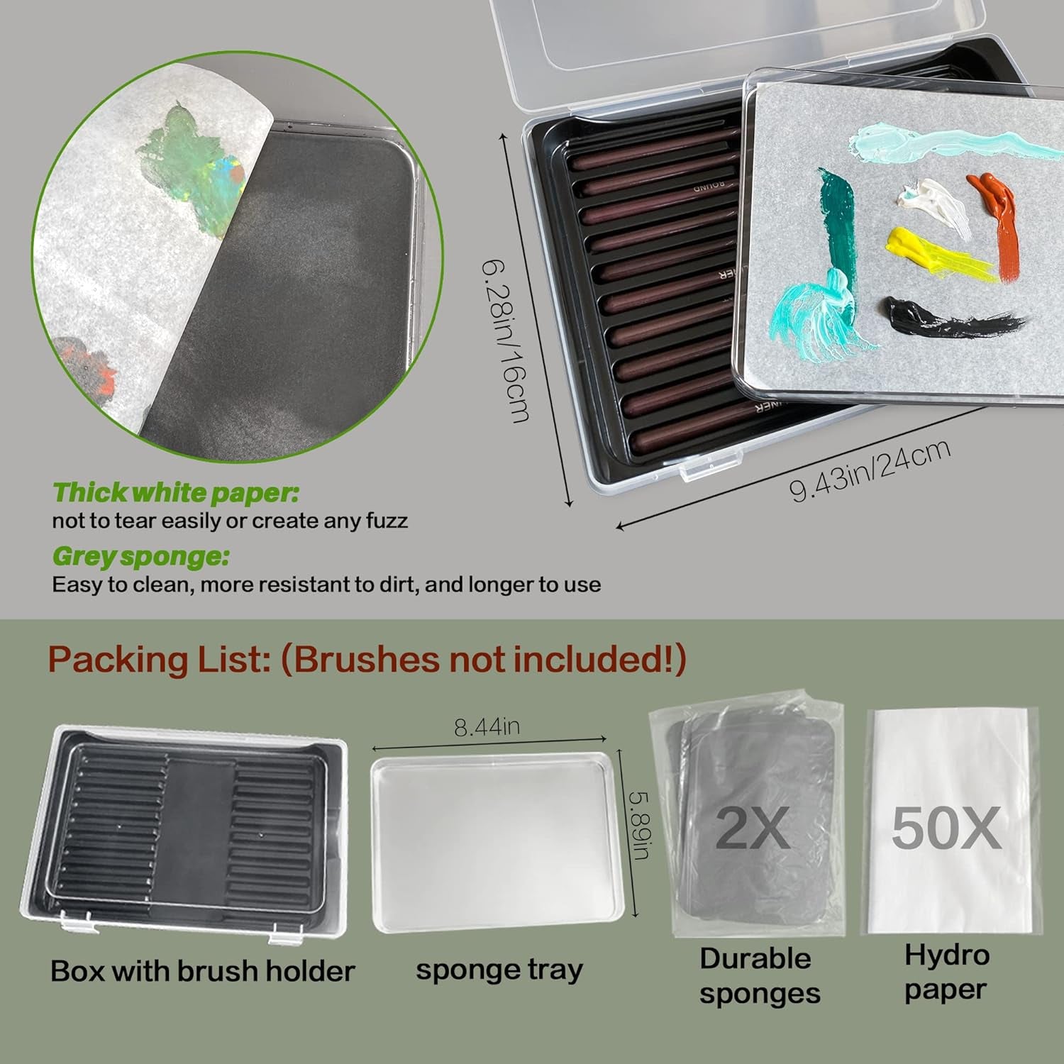 Wet Palette Wet Pallet for Miniatures- Stay Wet Palette for Acrylic Painting Wet Pallets for Painting Miniatures,Paint Brush Holder Organizer Wet Palette Storage Containers