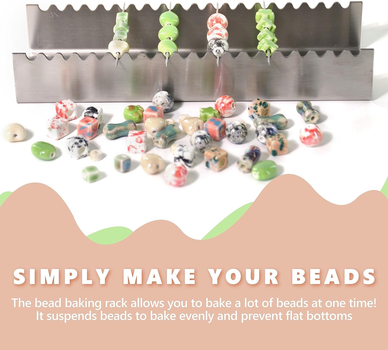Bead Baking Rack, Polymer Clay Tools, Drying Rack for Polymer Clay Jewelry Making Tool with 20 Skewers