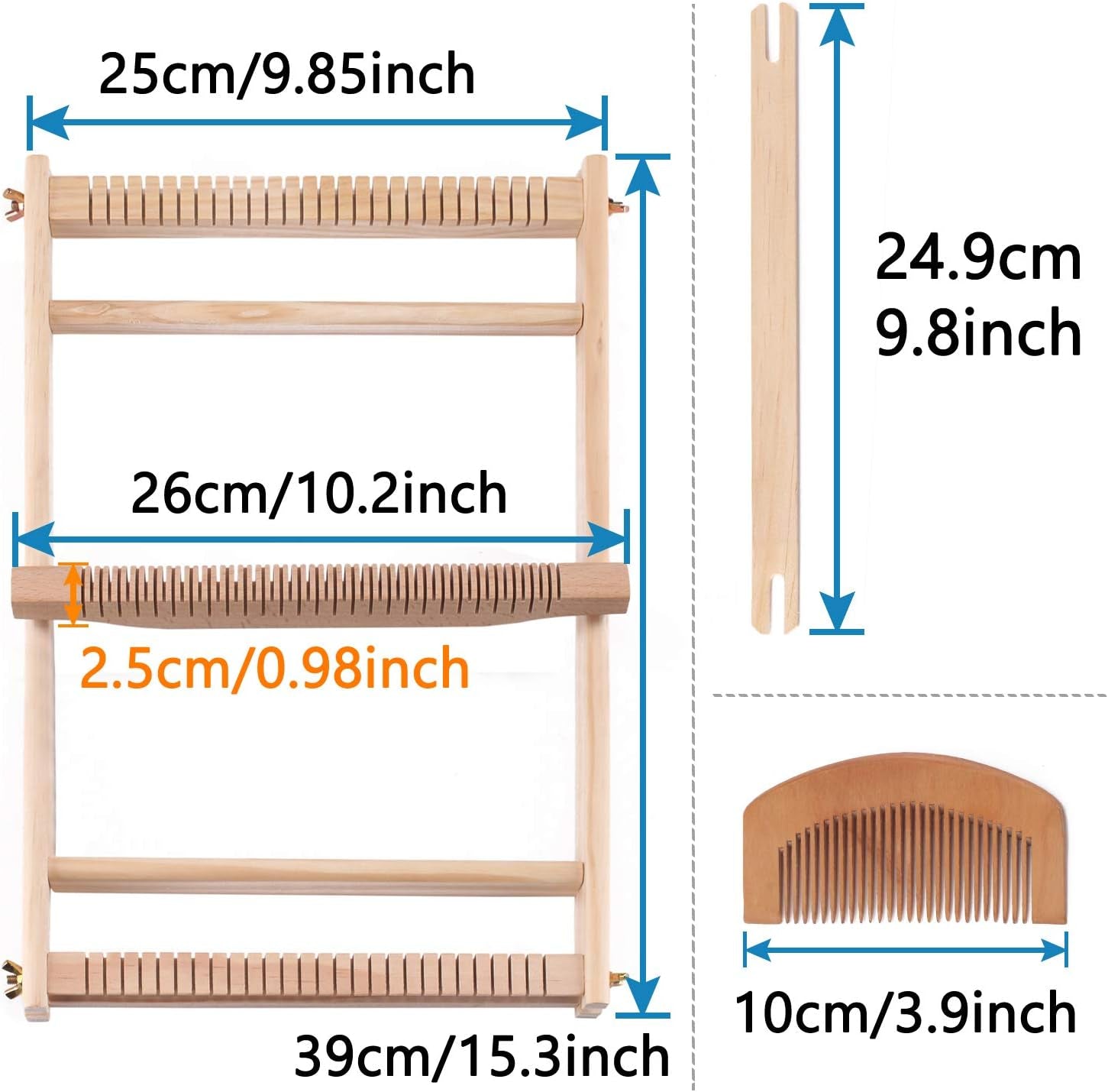 Weaving Loom Kit, 15.2" H X 9.85" W Wooden Tapestry Looms, Warp ​Frame ​Loom Heddle Bar for Weave Board Weaver Tapestry Kids Beginner