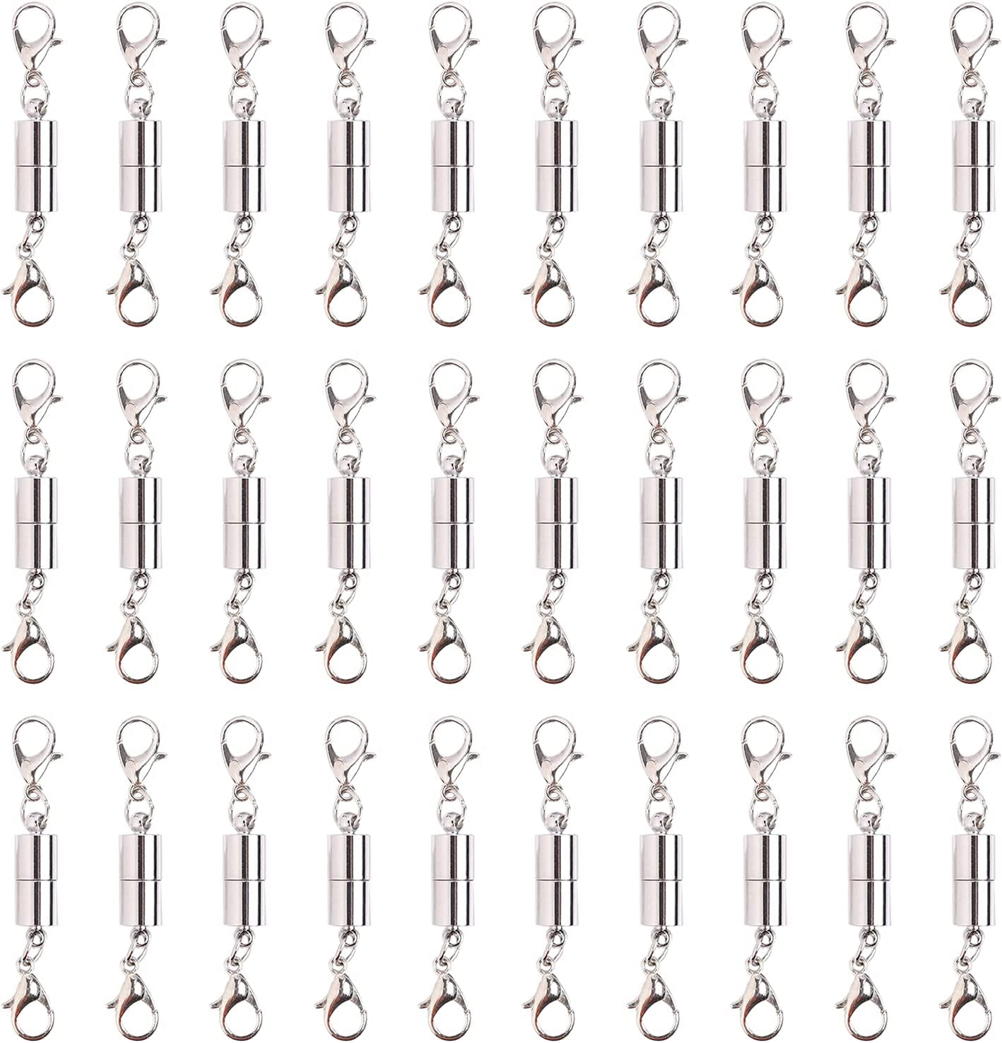 30 Pieces Silver Magnetic Jewelry Locking Clasps Necklace Clasps and Closures Bracelet Lobster Clasp Connector for DIY Necklace Bracelet Jewelry Making Supplies