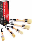 Chalk Wax Paint Brush 5Pcs Set Including 3 Small Paint Brushes for Furniture Painting and 2 Large Chalk Brushes, Bristle Paint Brushes Set Compatible with Annie Sloan Chalk Paint, Fusion Mineral Paint