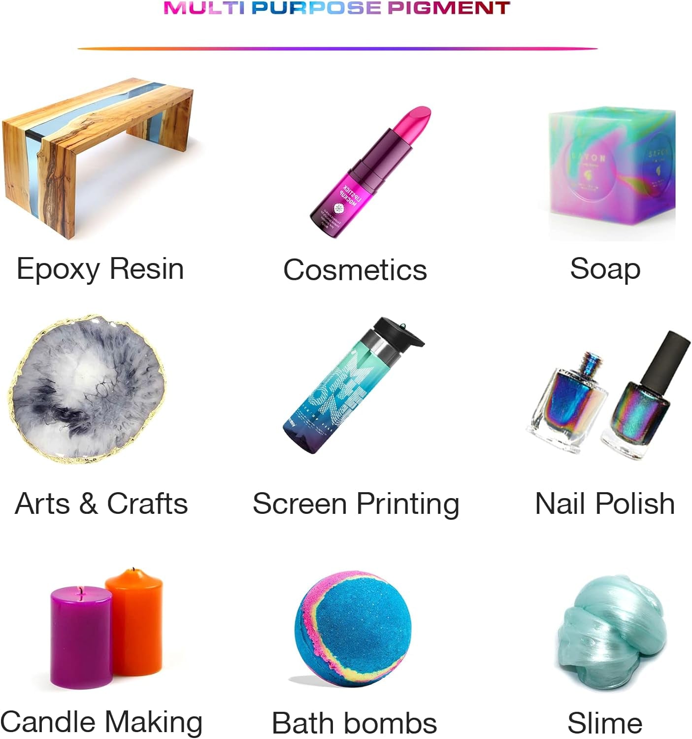 Pearlescent 100% Pure Fine Mica Powder - 24 Color Assortment 10 Grams Each Naturally Pigmented Multipurpose DIY Arts and Crafts, Dye, Soap Making, Cosmetics, Epoxy Resin, Paint, and More!