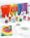 Tie Dye Kit, 24 Colors Tie Dye Shirt DIY Fabric Dye for Women, Kids, Men, with Rubber Bands, Gloves, Plastic Film and Table Covers for Family Friends Group Party Supplies