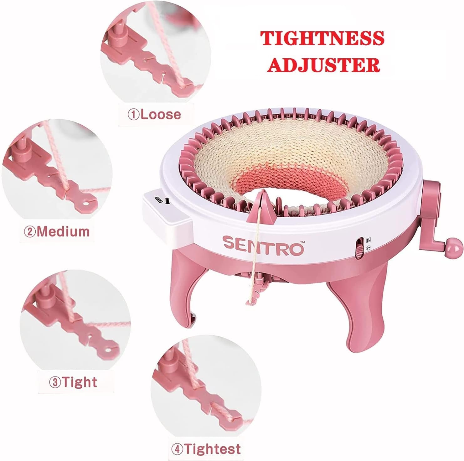 Knitting Machines, 48 Needles Knitting Loom Machine with Row Counter, Smart Weaving Loom round Spinning Knitting Machines,  DIY Knitting Board Rotating Double Knit Loom Machine Kit
