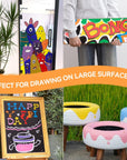 10-Piece Jumbo Acrylic Paint Markers, 15Mm Felt Tip, Waterproof, Odorless, Non-Toxic, Multi-Surface Art Supplies for Rock Painting, DIY Crafts Making
