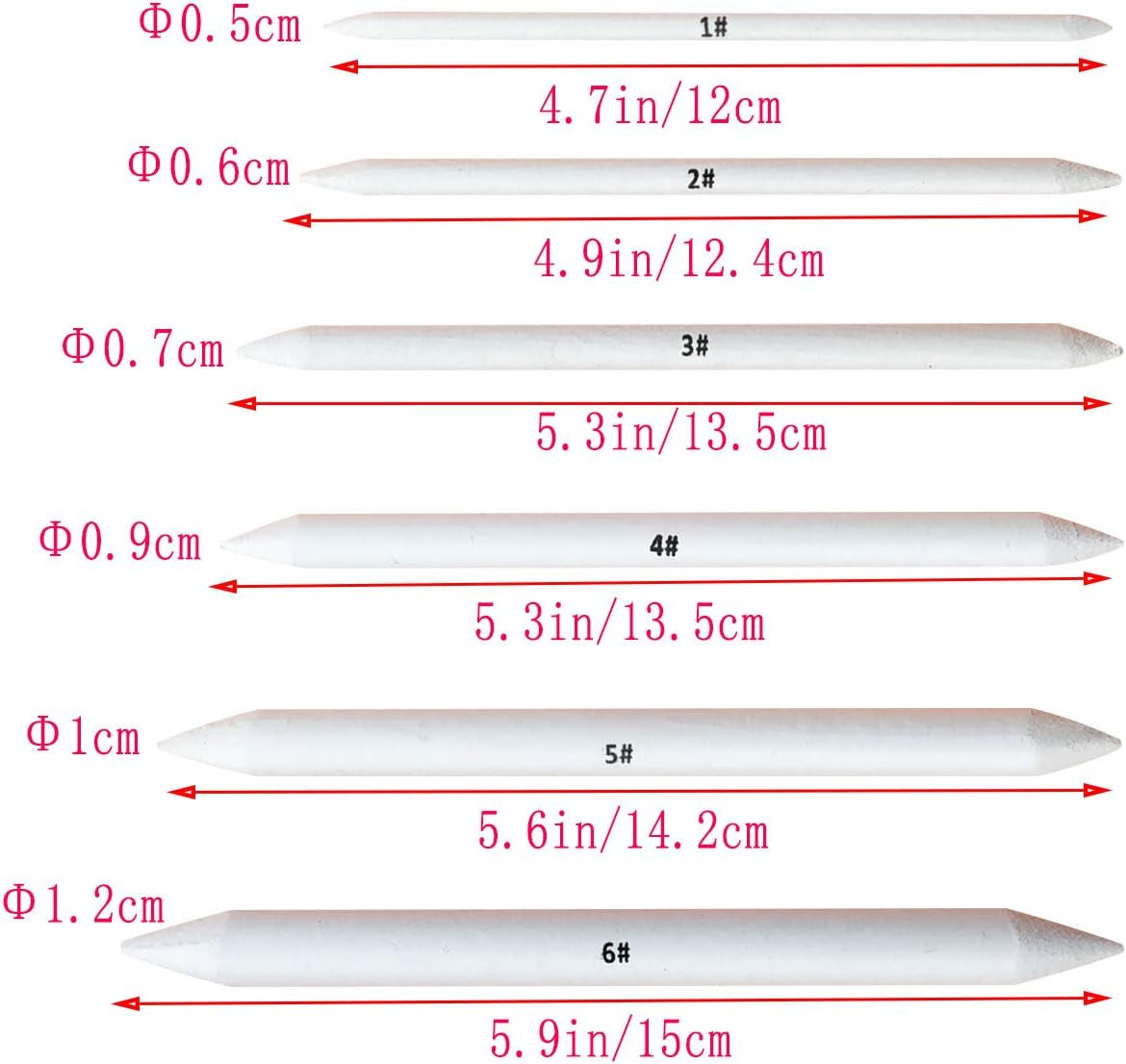 6 PCS Blending Stumps and Tortillions, Sketch Drawing Tools, Paper Art Blenders for Student Sketch Drawing