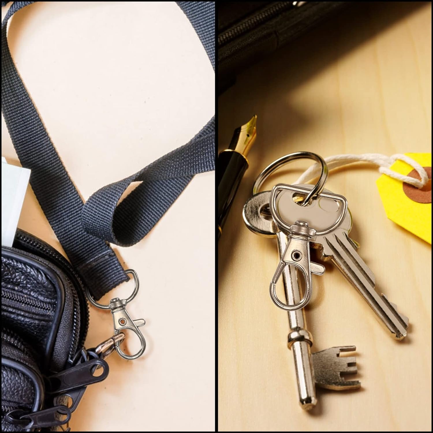 -50 Pcs Keychain Clips,Swivel Clasps Lanyard Snap Hooks,Keychain Hook, Key Chain Rings,Lobster Claw Clasps,D Ring Keychain Clasps,Key Chain Clip Hooks for Purse Hardware Sewing Craft Keychains