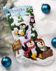 Felt Applique Stocking Kit, Penguins at Play 18" Felt Applique Stocking Making Kit, Perfect for DIY Needlepoint Arts and Crafts, 89481E , White